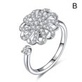 thumbnail image 1 of Sterling Silver Spin Ring Rotating Zircon Crystal Finger Ring Sparkling Open Ring  D, 1 of 3