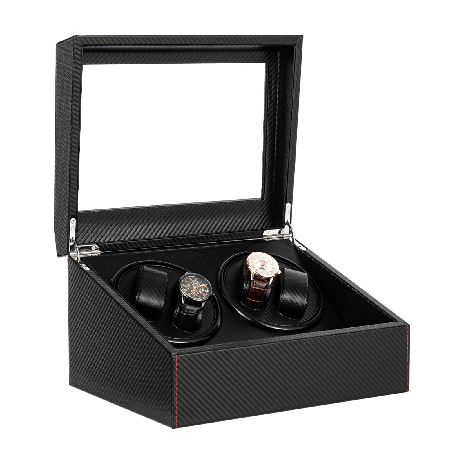 4+6 Slots Automatic Rotation Watch Winder Box Modern Self Winding Display Box Storage Case Black