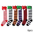 thumbnail image 3 of KYAIGUO Kids Girls Christmas Holiday Knee High Socks 7-12Y Cute Bowknot Fur Ball Compression Socks Fall Winter Christmas Socks Thigh High Socks 6 Pairs, 3 of 9