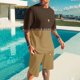 thumbnail image 2 of Pantalones Elásticos de la Cintura de los Hombres de la Impresión de los Pantalones Cortos Delgados Deportivos, Cuello Redondo de la Blusa de Manga Corta, 2 of 5