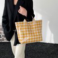 thumbnail image 7 of NexTorq Gingham Plaid PVC Tote Bag for Women, Letters Print Handbag Waterproof Plastic Hobo Handbag Summer Tote for Beach, Pool & Ideal Gift, Yellow, 7 of 7