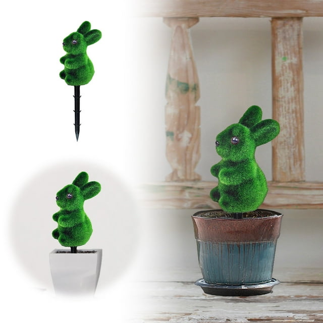 Riforla Rabbit Shape Insert Rabbit Green Insert Potted Easter Bunny Suitable for Easter Decoration Indoor Desk Style Outdoor/Indoor/Home Decor Green_007