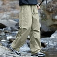 thumbnail image 2 of Men's All Season Functional Workwear Mountaineering Windproof Loose Straight Casual Trousers with Adjustable Drawstring Wear Styles, 2 of 9