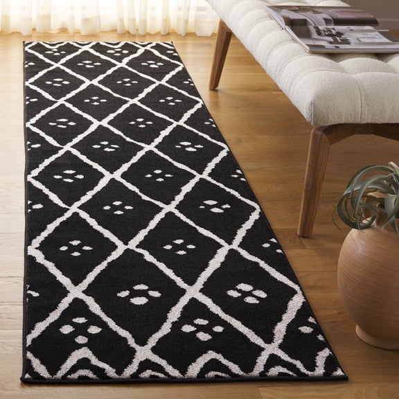 Safavieh Amherst Amina Geometric Runner Rug, Black/Creme, 2'3" x 9'