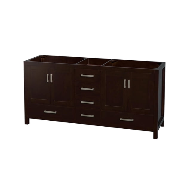Wyndham Collection Sheffield 71" Wood Double Bathroom Vanity in Espresso