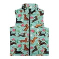 thumbnail image 4 of Xoenoiee Dachshund Flower Print Girls Fleece Vest Outerwear Sleeveless Lightweight Zip Jackets Warm Soft Vests with Zipper and Pockets, 2T, 4 of 7