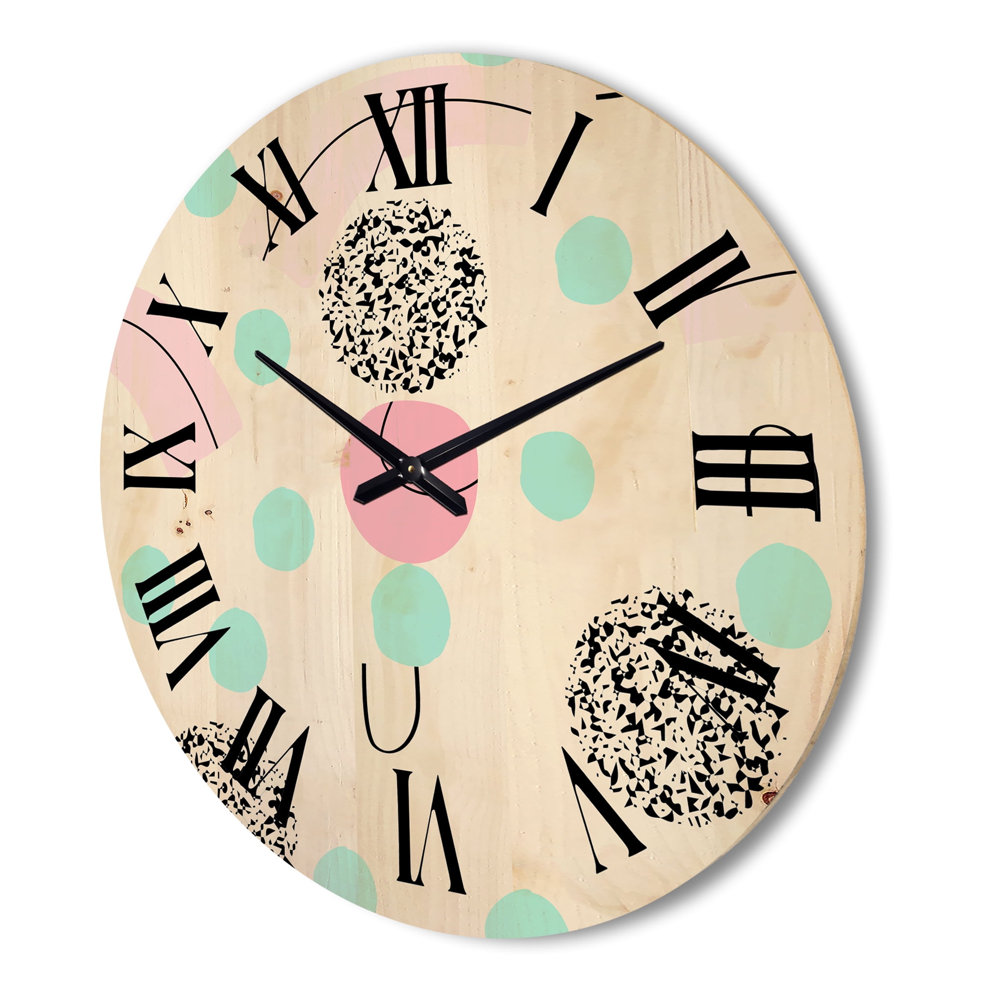 Designart 'Elements and Organic In Pastel Tones' Modern Wood Wall Clock