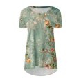thumbnail image 5 of Fiudx Ofertas Flash Del Día Top de Cuello Redondo de Manga Corta Raglán Largo con Espalda Corta y Estampado Informal para Mujer, 5 of 5