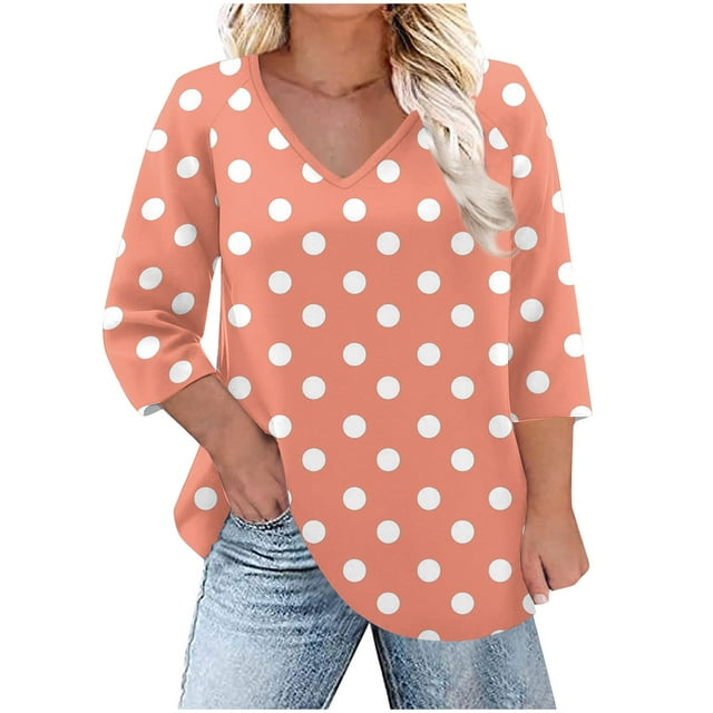 cfhntfmh Womens Plus Size Long Sleeve Shirts V Neck Basic Tee Tops Loose Fit Spring Fall Outfits for Women L-5xl
