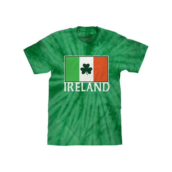 Tee Luv Men's Ireland Shamrock Flag Tie Dye T-Shirt (L)