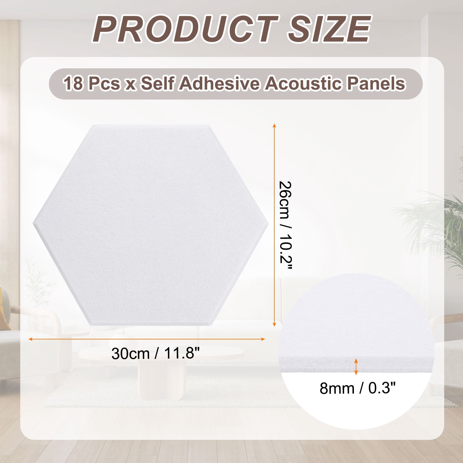 Uxcell 18pcs Acoustic Panels 10.2" x 11.8" x 0.3" Hexagon Self Adhesive Sound Proof Wall Panels High Density Sound Deadening Foam Panel for Home Office Recording Room Studio, White