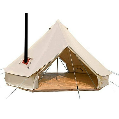 UNISTRENGH Bell Tent 4M Double Door Glamping Tent Cotton Canvas Tent Yurt Safari Waterproof