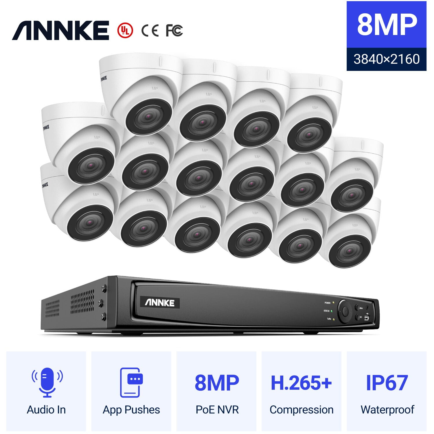 ANNKE 8CH 4K Ultra HD POE Network Video Security System 8MP H 265 NVR