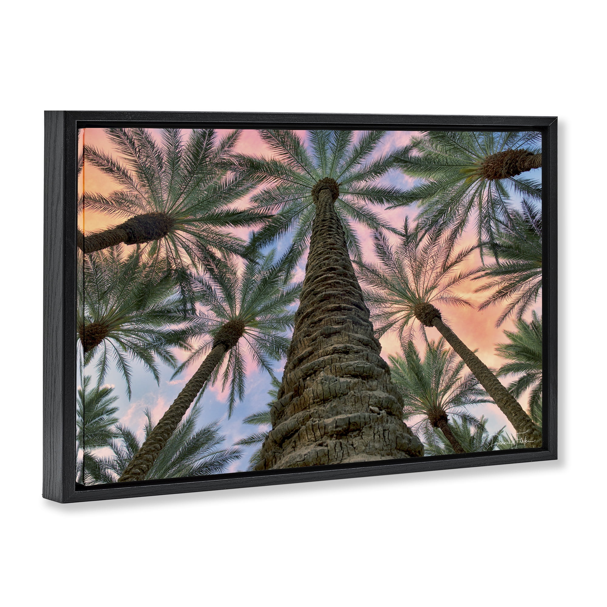 Stupell Industries Tall Overhead Palms Plants & Flowers Photography Black Floater Framed Canvas Art Print Wall Art, 25 x 17