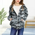 thumbnail image 4 of Hrsba Girls Long Sleeve Hooded Casual Outwear & Jackets, Zip Up Jacket Girls 4-12 Years Old Boys Girls Fall and Winter Camouflage Casual Sports Long Sleeve Zip Hooded Jacket, 4 of 5