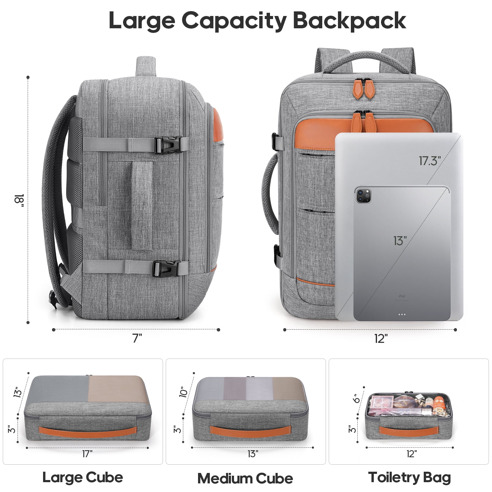 MIUSSE Hard Shell Luggage Sets 7 Pieces, 28/24/20 inch Suitcase Sets with Spinner Wheels & TSA Lock, Hard Case Luggage Set with Travel Backpack and Packing Cubes