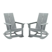 Flash Furniture Finn Poly Resin Rocking Adirondack Chair - Gray (Set of 2)