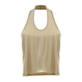 thumbnail image 6 of ctdiral Womens Backless Halter Top Scoop Neck Sleeveless Tank Tops Solid Color Lightweight Tunic Tops Summer Casual Comfy Tops Black L, 6 of 9