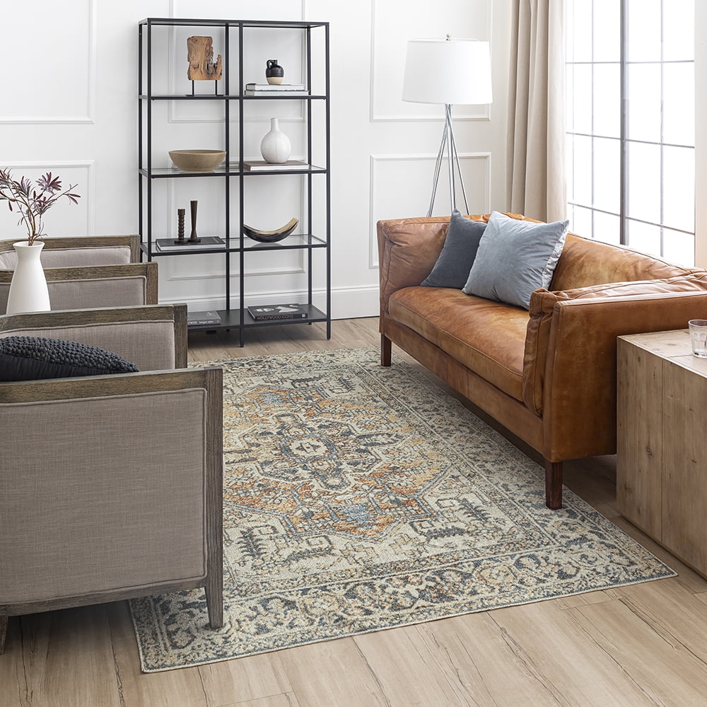 Mohawk Home Theodora Floral Indoor Polyester Area Rug, Anthracite, 7'10" x 10'
