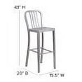 thumbnail image 6 of BizChair Commercial Grade 30" High Silver Metal Indoor-Outdoor Barstool with Vertical Slat Back, 6 of 12