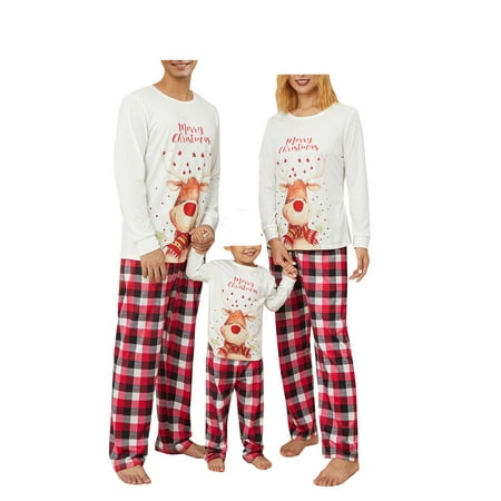 

Merry Christmas Matching Family Pajamas Sets Long Sleeve Tops and Pants Xmas Loungewear Outfit for Adults Kids