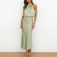 thumbnail image 6 of Tosmy Maxi Dresses For Women Ladies Summer Long Formal Satin Dress Neck Sleeveless Side Slit Flowy Maxi Tank Dresses Prom Dress, 6 of 8