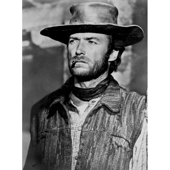 Clint Eastwood Looking Away in Cowboy Attire with Cigarette in His Mouth Photo Print (24 x 30)