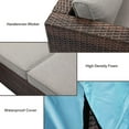 thumbnail image 4 of COSIEST 6-Piece Propane Fire Pit Outdoor Brown Wicker Patio Sofa Set w Wind Guard, Tank Table, for Garden, Backyard, 4 of 6