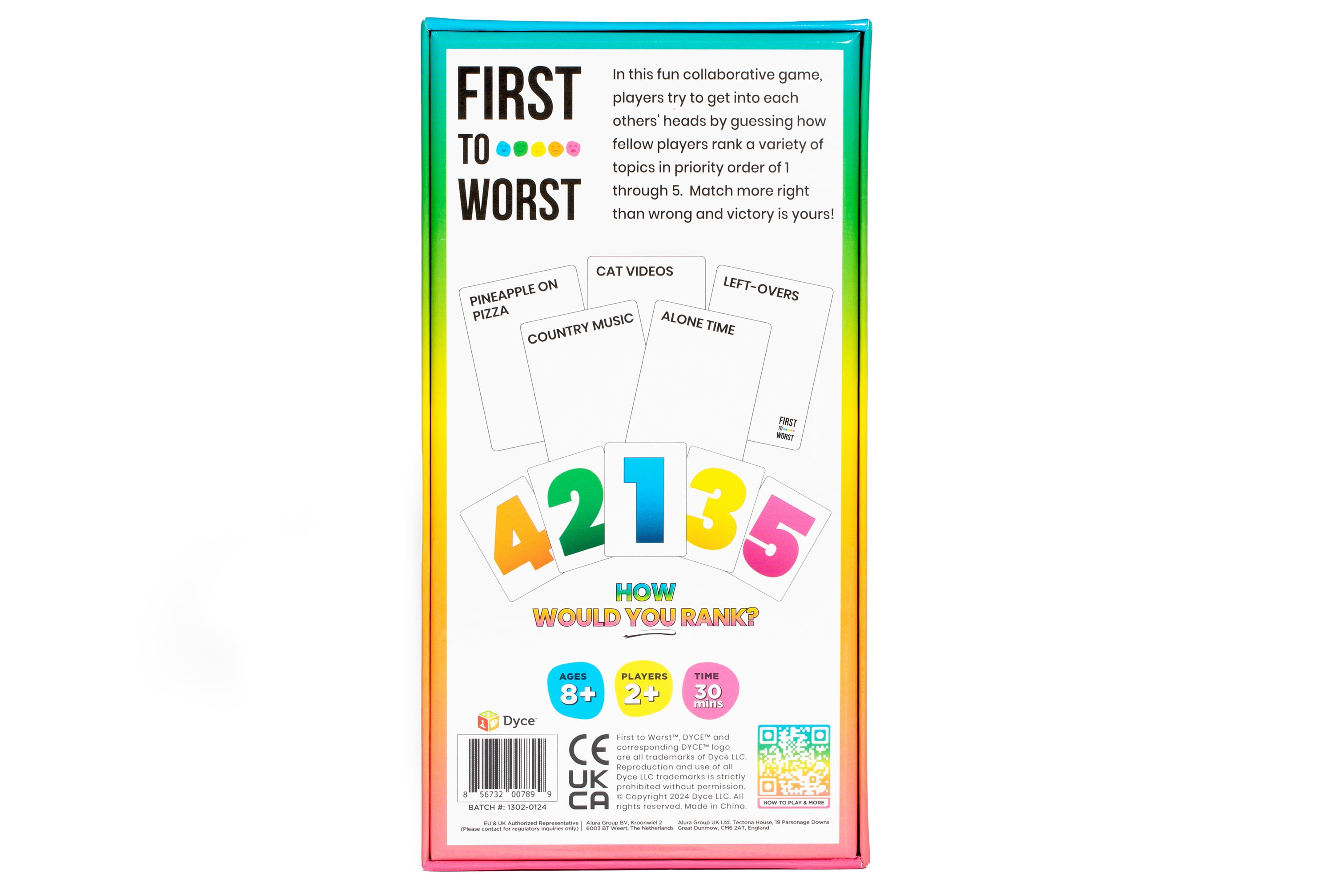Dyce Games First to Worst - The Family Party Game About How Your Friends and Family Rank Things