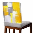 thumbnail image 2 of Yellow Gray Geometric Graffiti Oil Paint Color Block Modern Chair Covers Set of 1 Chair Back Covers Stretch Removable Washable Chairs Slipcovers Chair Protector for Dining Room Kitchen Party Decor, 2 of 5