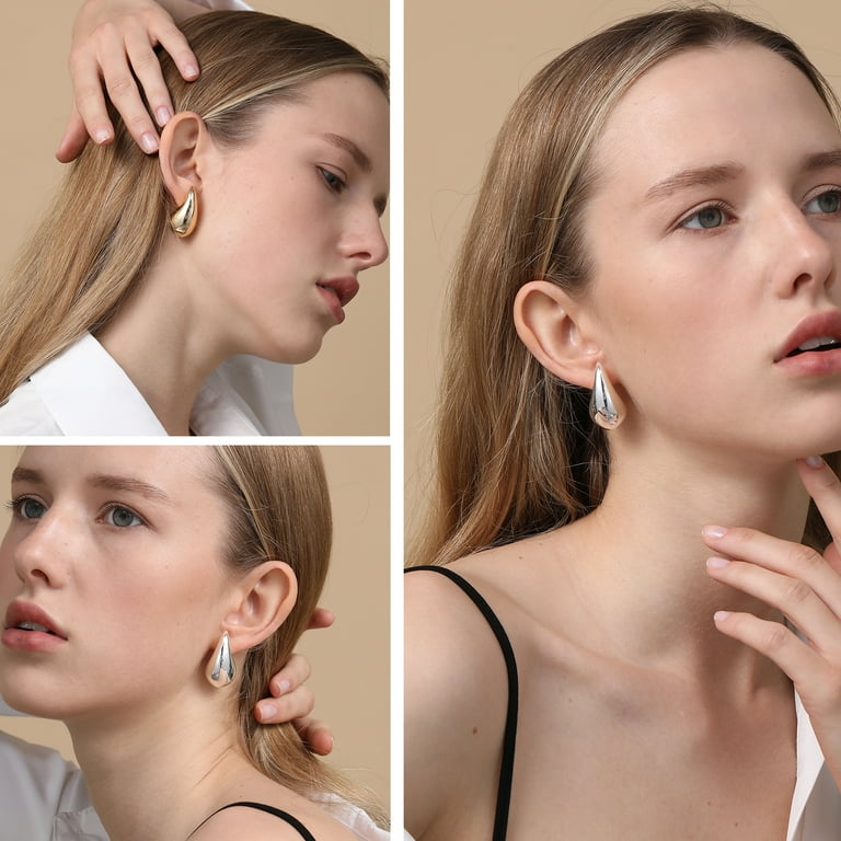 Double Piercing Earring Set, Helix Piercing, Drop Earrings, Handmade  Earrings, Lovely Earrings, Simple Earring, Gold Hoops, Gifts for Her 