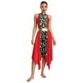thumbnail image 1 of iiniim Adult Women Praise Dance Dress Mock Neck Irregular Hem Liturgical Performance Costume Red S, 1 of 7