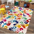 thumbnail image 3 of Handprints And Footprints Large Kids Rug , Washable Colorful Area Rug For Nursery Room, Non-Slip Play Mat Ultra Soft Indoor Carpet For Bedroom Playroom Classroom 3'x5', 3 of 6
