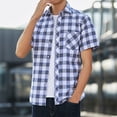 thumbnail image 2 of Afuyipoi Men's Button Down Shirts, Short Sleeve Plaid Shirts Casual Business Blouse Tops White, 2 of 5