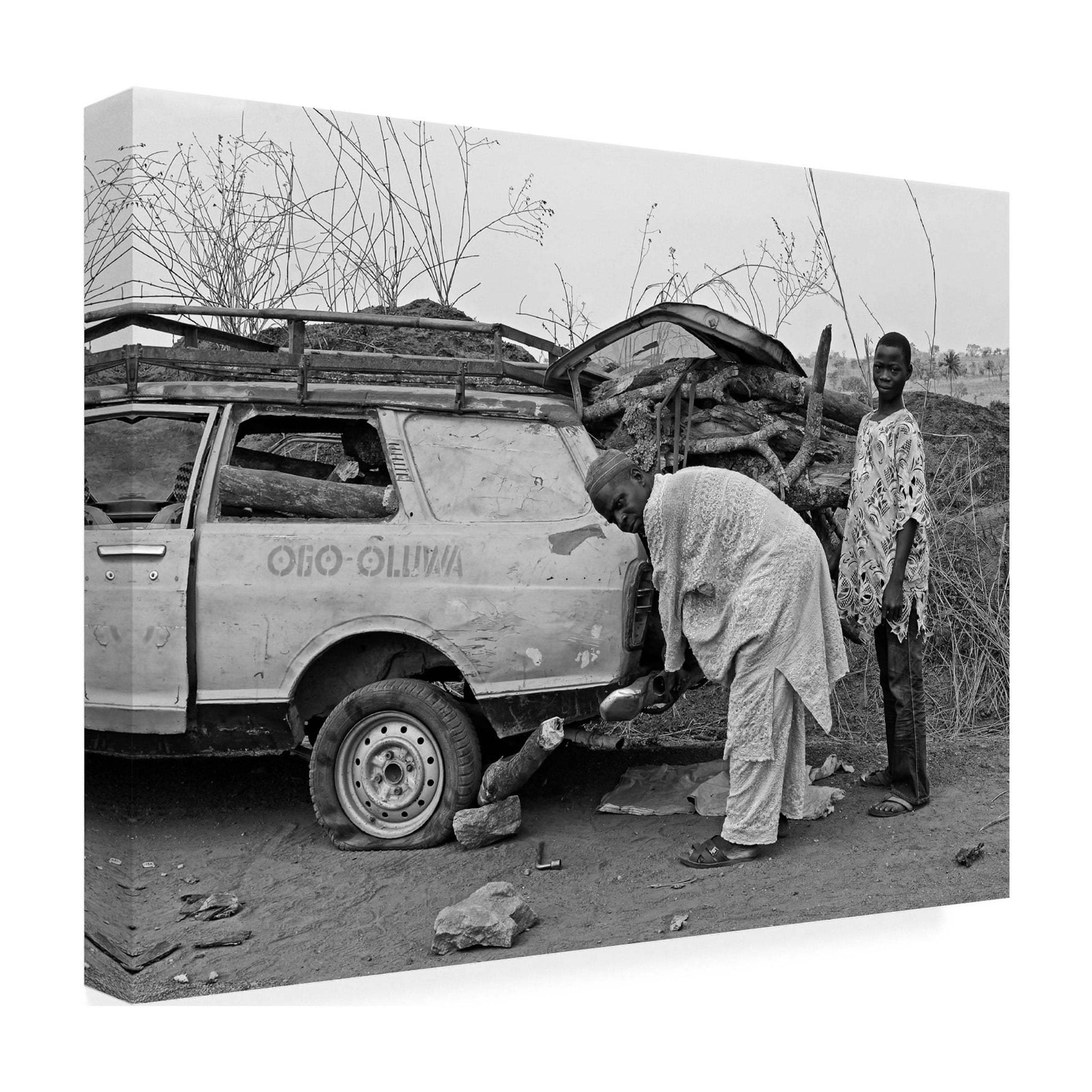 mallal moshe 'fixing the car' Canvas Art