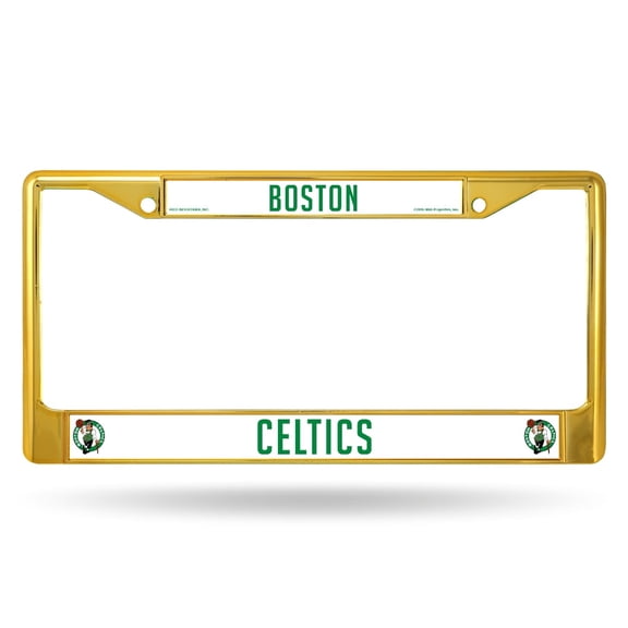 Boston Basketball Celtics Chrome Metal (Gold Painted) License Plate Frame