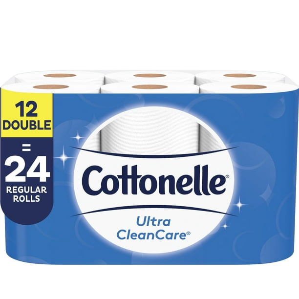 Cottonelle Ultra CleanCare Toilet Paper, 12 Double Rolls, Strong Bath Tissue