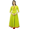 thumbnail image 1 of Bimba Kurti Ethnique de Designer pour Femmes, Robe Kurta Anarkali Évasée avec Pompon, 1 of 2