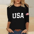 thumbnail image 5 of Womens USA Tshirt 3/4 Sleeve Patriotic Shirts Tee Loose Casual Tunic Tops 4th of July Outfits for Women Black, M, 5 of 5