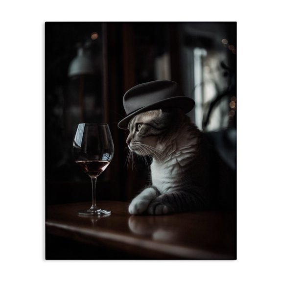 Stupell Industries Contemporary Classy Cat at Bar Canvas Art, 24 x 30, by Ziwei Li