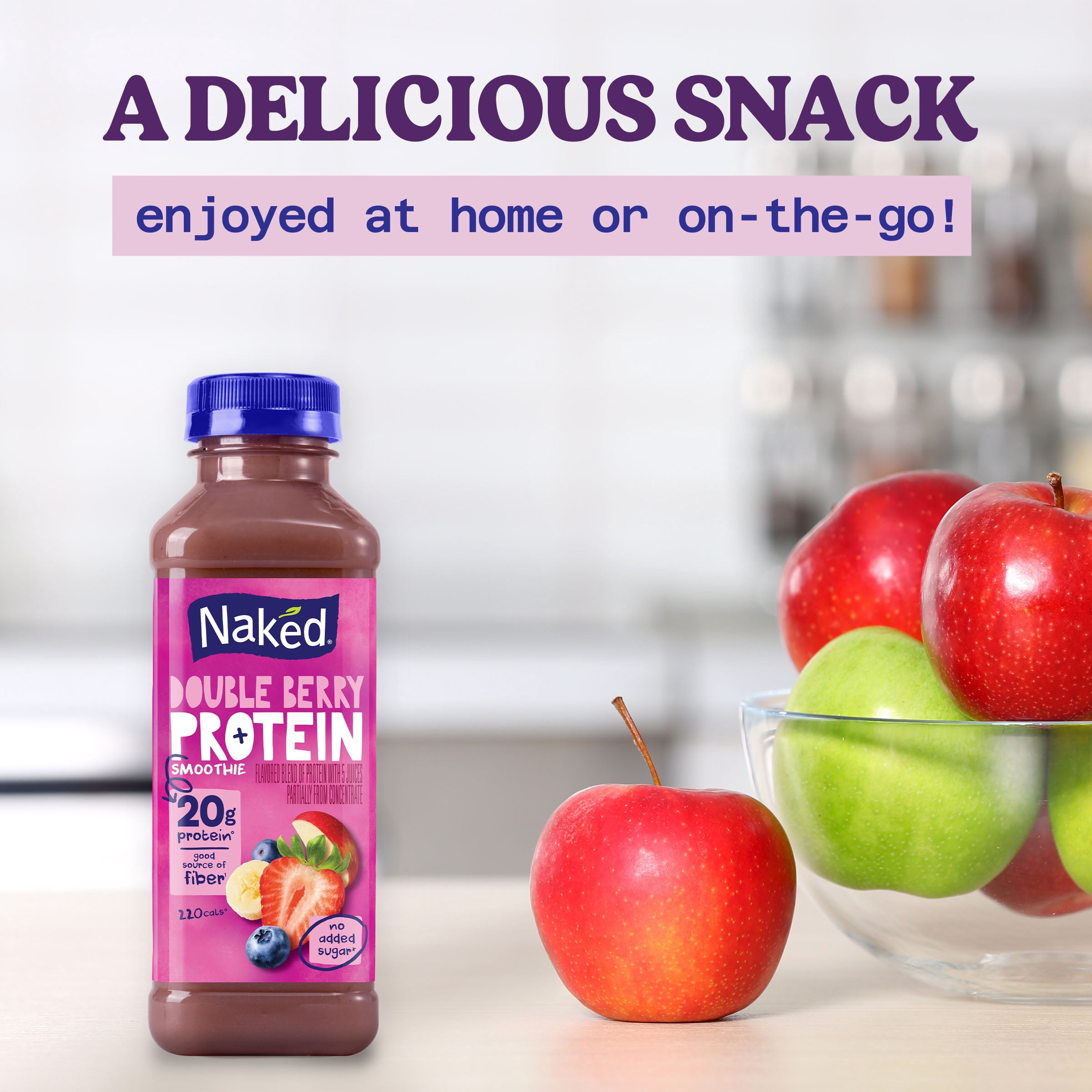 Naked Juice Protein Double Berry Fruit Flavored Juice Smoothie Blend, 15.2 fl oz