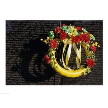 Wreath on the Vietnam Veterans Memorial Wall Vietnam Veterans Memorial Washington D.C. USA -24 x 18- Poster Print