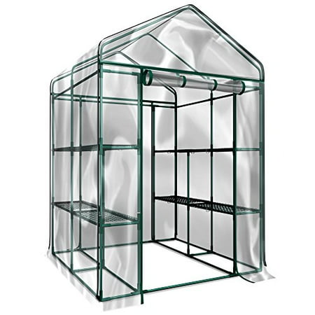 Plant Large Walk In Greenhouse With Clear Cover - 12 Shelves Stands 3 Tiers Rack