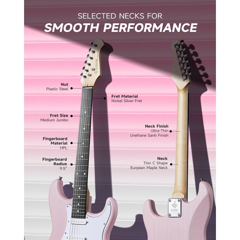 Donner DST-80 Electric Guitar Kit Pink Beginner Set photo 8