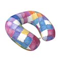 thumbnail image 2 of U-Shaped Pillow 11.8×9.8in With Pillow Core Comfortable Soft Invisible Zipper For Daily Travel Driving Office Aliceblue Colorful Houndstooth Hand-Drawn Sketch_2, 2 of 8