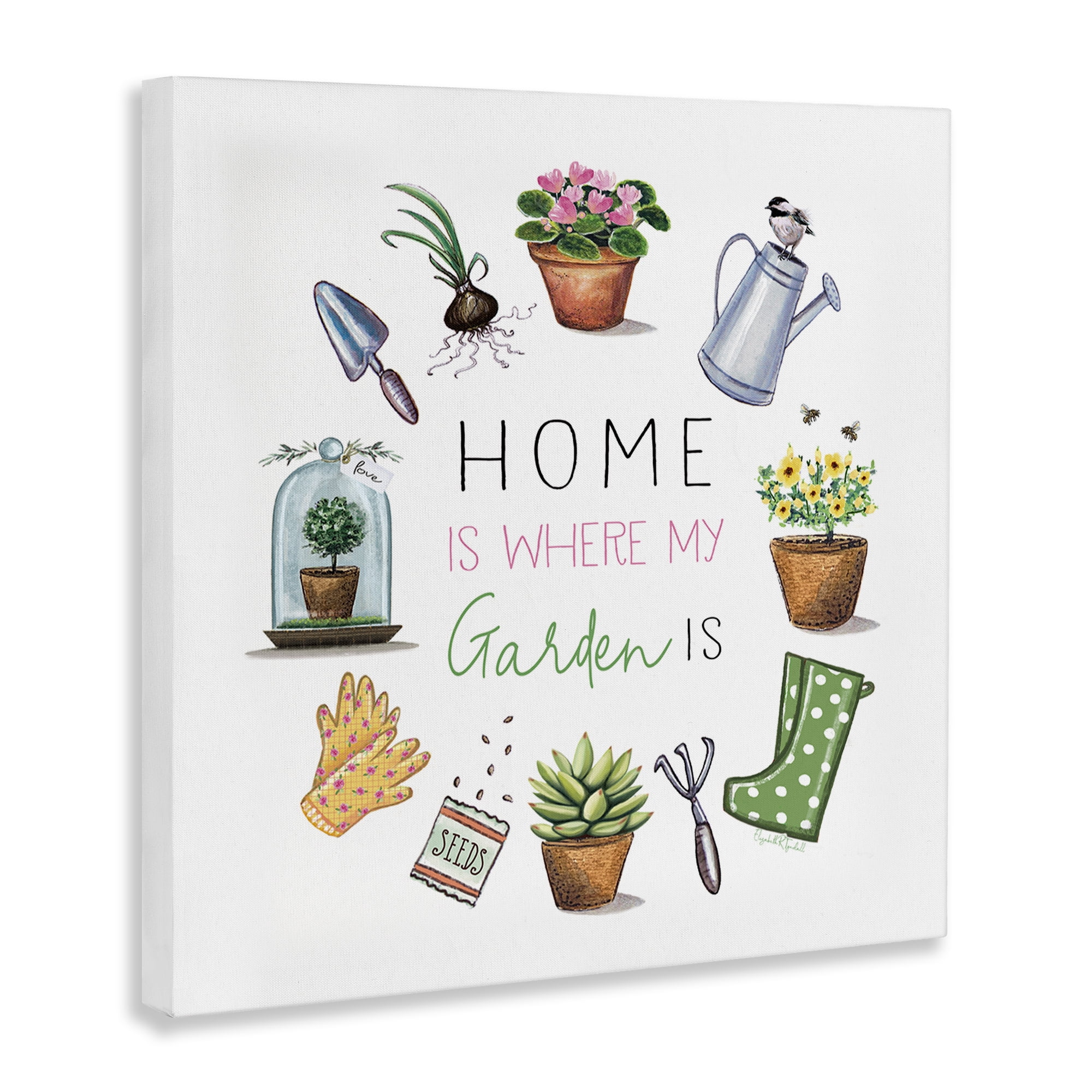 Stupell Industries Home Where Garden Is Plants & Flowers Painting Wrapped Canvas Art Print Wall Art, 30 x 30