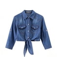 thumbnail image 2 of ITSAME Women's Jean Coat Long Sleeve Turndown Collar Casual Fashion Denim Jacket with Pockets Blue Size M, 2 of 5