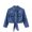 Blue, variant on Fashion Women's Casual Solid Color Midriff-baring Short Sleeve Lapel Neck Denim Jacket