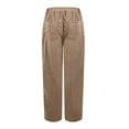 thumbnail image 4 of Women Corduroy Pants Casual Fall Pants Waisted Straight Leg Pants for Women Stretchy Work Trousers with Pockets Khaki XL, 4 of 7