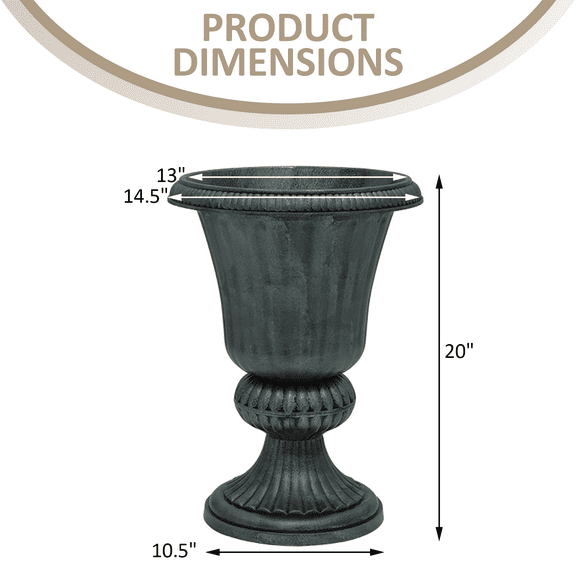 BEZT 20''Urn Plastic Flower Pot Roman Planter Vase For Patio Deck Wedding Decor,Green